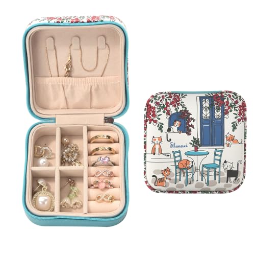 shunmei Mini Travel Jewelry Box, Personalised Pattern, Six Cats - style: Six Cats