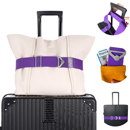 SOWPOPY Travel Belt Luggage Straps for Carry On Bag, Suitcases - color: DK-Purple