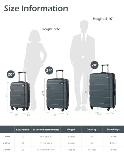 Coolife Carry On Luggage Hardside Suitcase with Spinner Wheels, 20in | 22x14x9 Airline Approved, Lightweight ABS+PC, Travel Suitcase with TSA Lock, Spinner Wheels, Durable Zipper, Teal - color: Teal, size: Carry On(20in)
