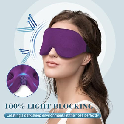 ZGGCD Sleep Mask for Side Sleeper, Light Blocking Eye Mask for Women Men - color: Purple