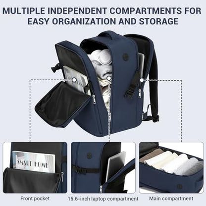 Kono 20L Airline Approved Daypack, 15.6" Laptop Backpack Polyester, Navy - color: Navy