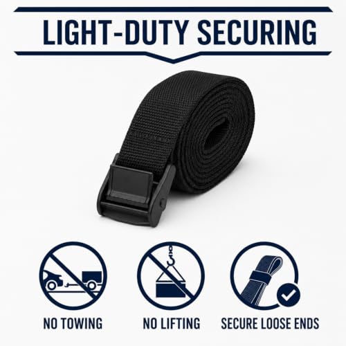 6.5 Feet x 1In Lashing Straps with Buckle, 4Pcs Cam Buckle Straps - color: Black, size: 6.5ft