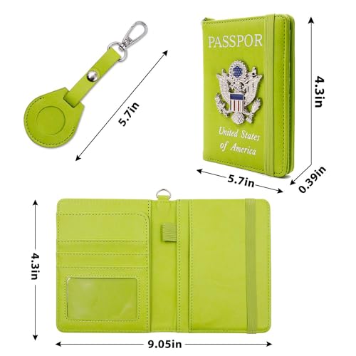 Passport Holder for Travel,Passport Cover Case with RFID - color: grass -green
