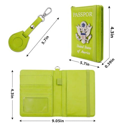 Passport Holder for Travel,Passport Cover Case with RFID - color: grass -green