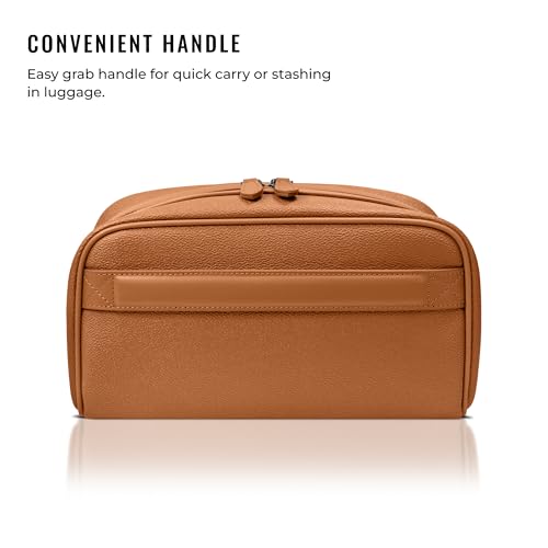 Kings Loot Premium Dopp Kit, Leather Travel Toiletry Bag, Saffron - color: Saffron