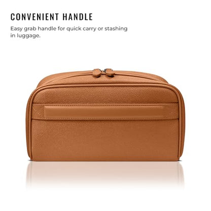 Kings Loot Premium Dopp Kit, Leather Travel Toiletry Bag, Saffron - color: Saffron