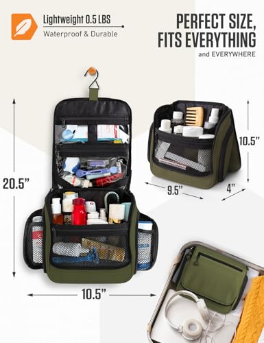 VENTURE 4TH Hanging Travel Toiletry Bag, 18 Compartments - Dark Green - color: Dark Green
