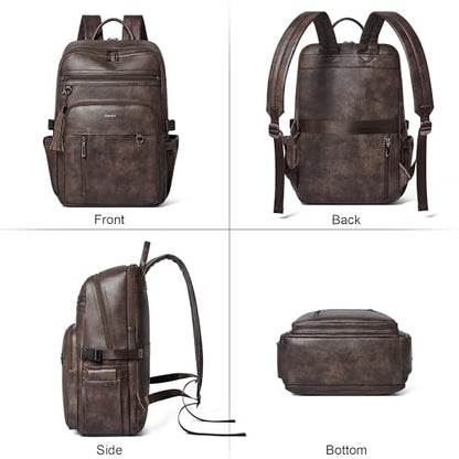 Shrrie 17 Inch Leather Laptop Backpack for Women with Giant Tumbler Holders - color: Chocolate