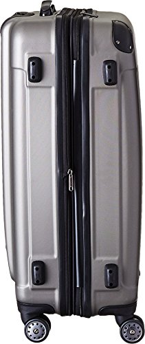 Kenneth Cole REACTION Renegade Luggage Expandable 8-Wheel Spinner Lightweight Hardside Suitcase, Silver, 28-Inch Checked - color: Silver, size: 28-Inch Checked