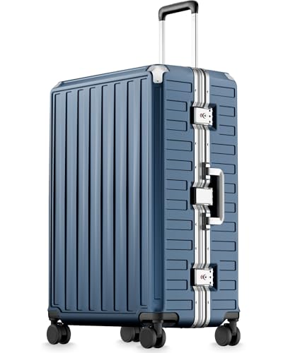 LUGGEX 28 Inch Zipperless Checked Luggage, Ocean Blue - color: Ocean Blue, size: 28 Inch