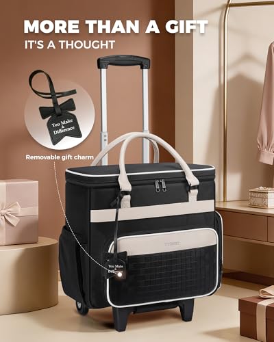 Ytonet Rolling Laptop Bag Women, 15.6 In Rolling Briefcase for Women - color: Black