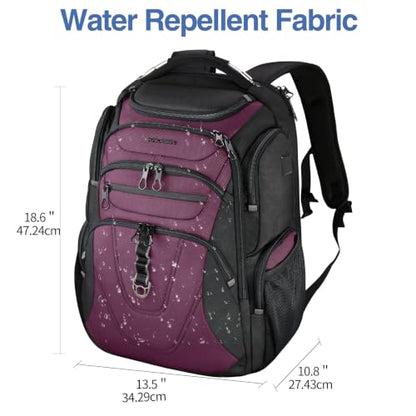KROSER Travel Laptop Backpack 17.3 Inch XL Computer Backpack for Men/Women - color: Black/Burgundy, size: 17.3 inch