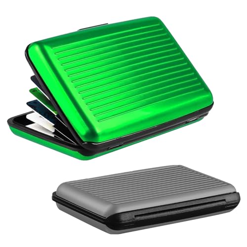 BBTO 2 Pack Slim Rfid Blocking Aluminum Credit Card Holders,Green, Gray - color: Green, Gray