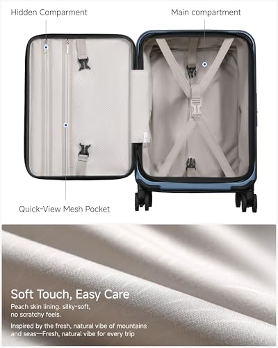 LUGGEX Top Opening Expandable Carry On Luggage, Blue, 20" - color: Blue, size: 20 Inch Expandable