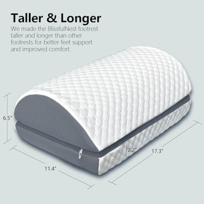 BlissfulNest Foot Rest Pillow for Under Desk at Work Office Footrest High Density Memory Foam Cooling Fabric Height Adjustable Foot Elevation Firm Feet Rest
