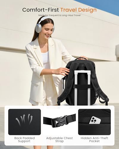 LOVEVOOK 50L Travel Backpack for Women & Men, Airline Approved Carry On Backpack with 3 Packing Cubes, TSA Personal Item Bag, Waterproof Weekender Overnight Backpack Fits 17" Laptop - color: Black, size: X-Large-50L-4Pcs