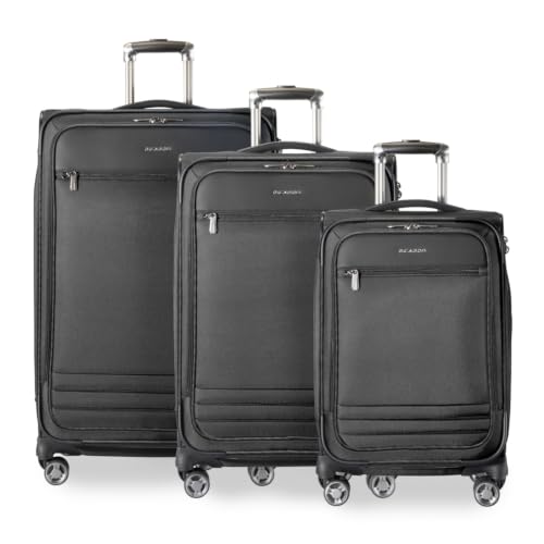 Ricardo Beverly Hills Softside 3 Piece Set: 20” Carry-On, 24” Medium, & 28” Large, Lightweight Expandable Luggage, Spinner Wheels, TSA Lock, Telescopic Pull Handle, Ashbury Series, Black - color: Black, size: 3-Piece Set (20, 24, 28)