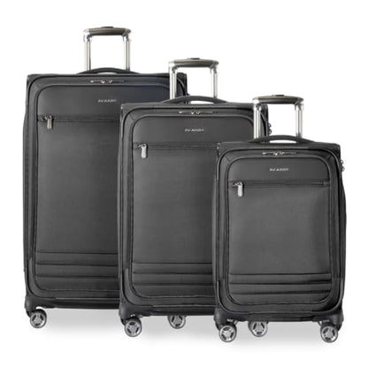 Ricardo Beverly Hills Softside 3 Piece Set: 20” Carry-On, 24” Medium, & 28” Large, Lightweight Expandable Luggage, Spinner Wheels, TSA Lock, Telescopic Pull Handle, Ashbury Series, Black - color: Black, size: 3-Piece Set (20, 24, 28)