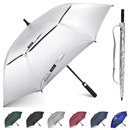 Gonex 62/68/72/80 Inch Golf Umbrella, Auto Open, Windproof, UV Protection - color: Silver/Black, size: 62 inch