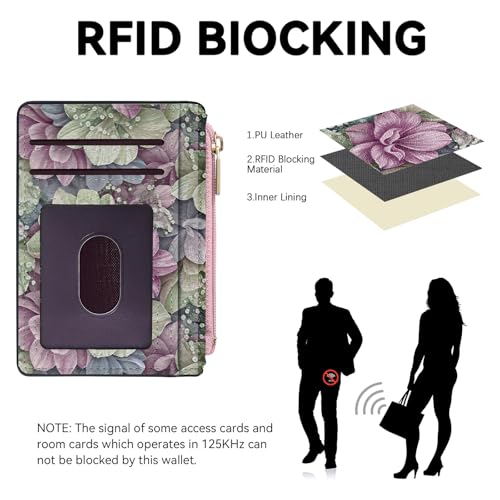 Tipmile Womens Credit Card Holder Wallet, Small Slim RFID Blocking Sleeve - color: Flowers