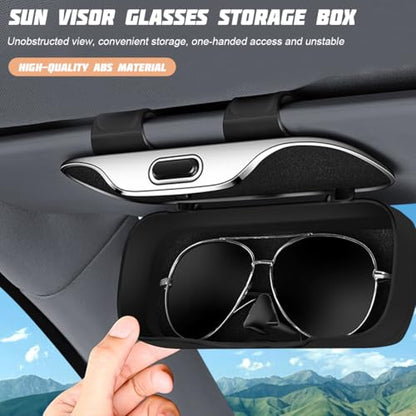 Zipelo 7.09 x 2.56 Inch Car Sun Visor Sunglasses Case, White - color: White