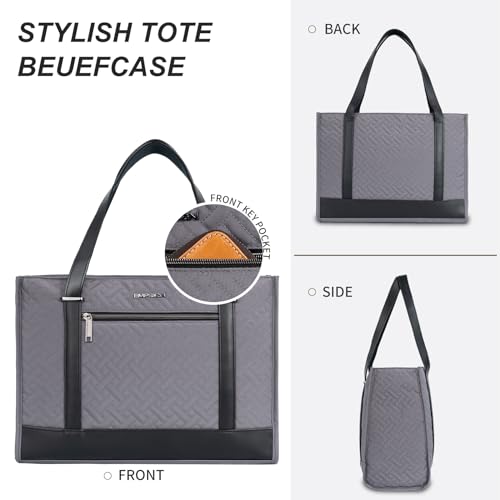 EMPSIGN Laptop Tote Bag for Women 16 Inch, Quilted Grey - color: Quilted Dark Grey