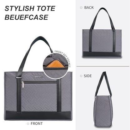 EMPSIGN Laptop Tote Bag for Women 16 Inch, Quilted Grey - color: Quilted Dark Grey