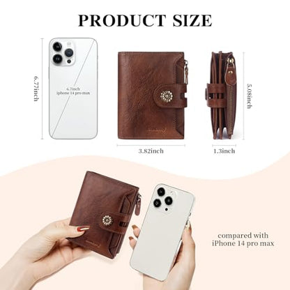Wallet Women,RFID Blocking Womens Wallet,Real Leather Bifold Compact Small Wallet for Women Card Holder with Zip Coin Pocket(Darkcoffee) - color: b7-darkcoffee