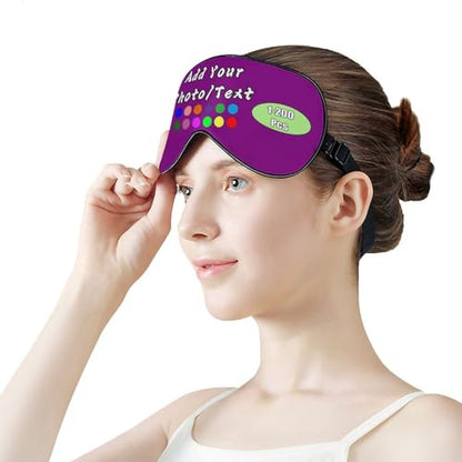 Personalized Eye Mask 1-200 Pcs Custom Eye Cover for Men&Women Customized Eyeshade with Adjustable Strap for Sleeping Travel Work Naps, MediumPurple - color: Mediumpurple