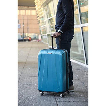 Samsonite Centric 2 Hardside Expandable Luggage with Spinner Wheels, Caribbean Blue, Checked-Medium 24-Inch - color: Caribbean Blue, size: Checked-Medium Spinner