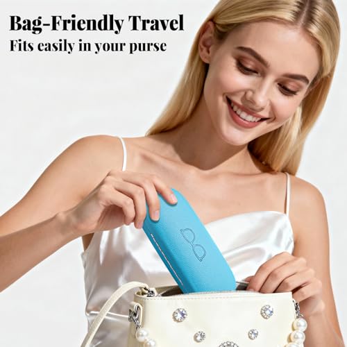 RayLove 2 Pack Unisex Hard Shell Glasses Case with Eyewear Accessories - color: Sky Blue