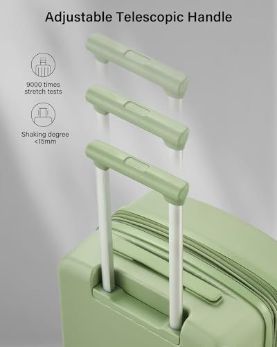 Hanke 20 Inch Expandable Carry On Luggage, Hard Shell with Side Hook - color: Bamboo Green, size: 20 Inch EXT