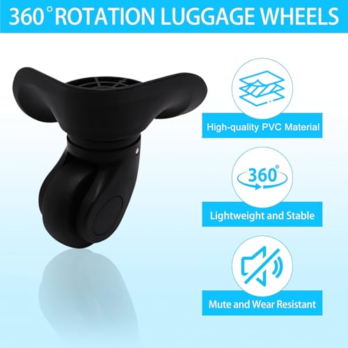 Luggage Wheels Replacement Kit, Suitcase Wheels Replacement with Screws, 360° Rotation Spinner Wheel, Mute Stable Swivel Wheel for Luggage Suitcase Trolley (Black, 2PCS) - style: D-2pcs