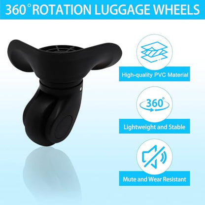 Luggage Wheels Replacement Kit, Suitcase Wheels Replacement with Screws, 360° Rotation Spinner Wheel, Mute Stable Swivel Wheel for Luggage Suitcase Trolley (Black, 2PCS) - style: D-2pcs