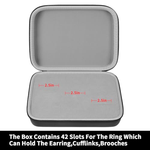 GWCASE Ring Organizer Box, 42-Slot Hard Shell Case, Holds 50+ Pieces, Black - color: black