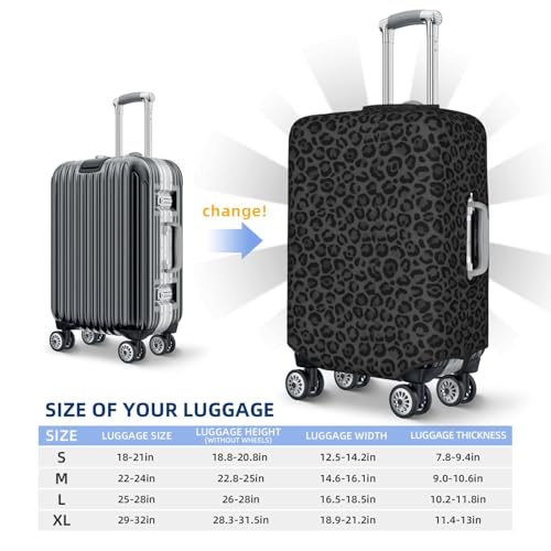 Leopard Print Black Luggage Suitcase Covers (Not Included Suitcase) Elastic Travel Luggage Cover With Zipper Anti-Scratch Travel Suitcase Protective Cover For Kid And Adult L (Fit 25-28 Inch Luggage) - color: Leopard Print Black, size: L (Fit 25-28 Inch L