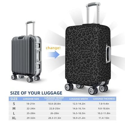 Leopard Print Black Luggage Suitcase Covers (Not Included Suitcase) Elastic Travel Luggage Cover With Zipper Anti-Scratch Travel Suitcase Protective Cover For Kid And Adult L (Fit 25-28 Inch Luggage) - color: Leopard Print Black, size: L (Fit 25-28 Inch L