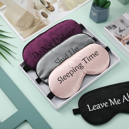 4 Pack Funny Eye Mask for Sleeping Blackout, Black, Gray, Pink, Purple - color: Black, Gray, Pink, Purple