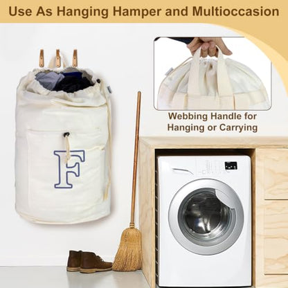 Laundry Bag Backpack Personalized Initial Canvas Laundry Bag, Letter F - color: Letter F, size: X-Large