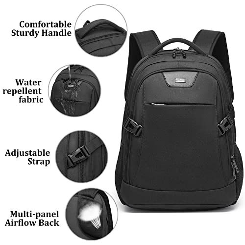 DUSLANG Anti-Theft Laptop Backpack, Black, 15.6-14-13 Inch Laptop Sleeve, USB Charging Port - color: Black