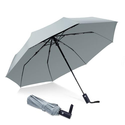 NPCQUN Travel Essentials Umbrella Windproof Compact Collapsible Light, Automatic, Strong and Portable, Wind Resistant Folding Small Umbrella for Rain - color: Grey