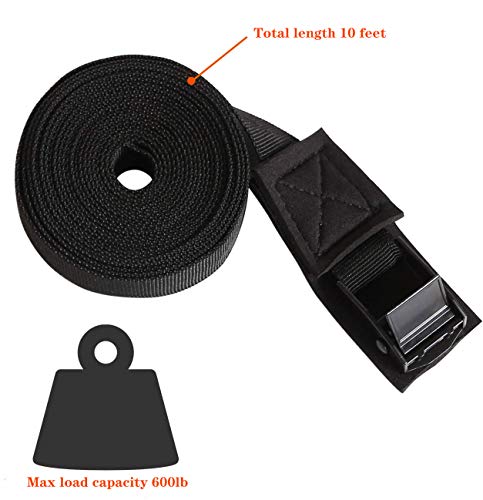 Padded Cam Buckle Tie Down Straps, 1 in x 10 ft, 4 Pack - color: Black 4 Pack, size: 1"x10'