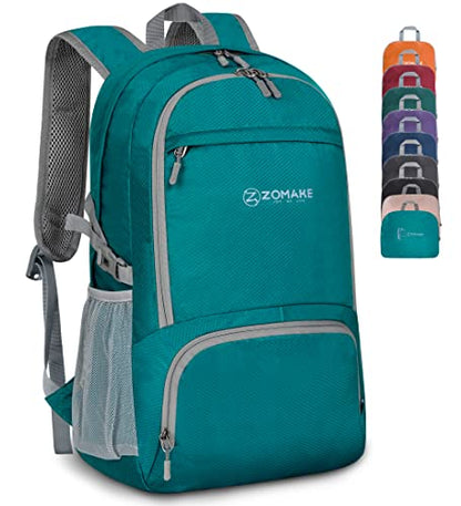 ZOMAKE Lightweight Packable Backpack 30L, Foldable Travel Hiking Daypack - color: C-lake Green, size: 30L
