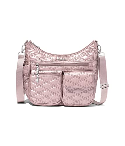 Baggallini Modern Everywhere Crossbody Bag for Women 11x9x4.5 Rfid Hobo Bag - color: Rose Metallic Quilt