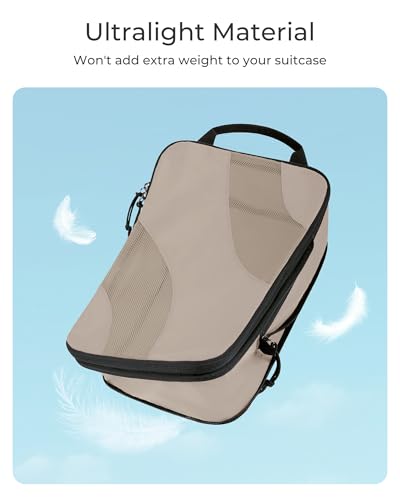 BAGSMART Compression Packing Cubes for Travel - color: Brown, size: Set of 6