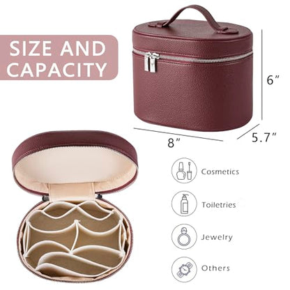 RSRSLEII Waterproof PU Leather Makeup Bag, Toiletry Bag (06Burgundy) - color: 06Burgundy