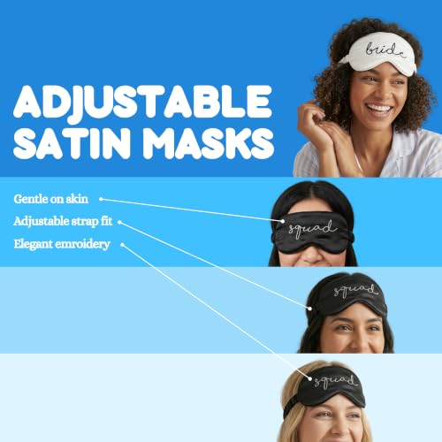 Satin Sleep Eye Mask - 12 Pack: Bride (White) & 11 Squad (Black) | Soft satin sleep mask with adjustable strap for travel, naps, meditation, flights & restful sleep anywhere - color: 12 Pack: Bride (White) & 11 Squad (Black)