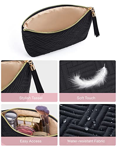 BAGSMART Small Makeup Bag, Elegant Cosmetic Pouch with Tassel, Soft Water-Resistant Travel Organizer for Women, Cosmetics & Everyday Essentials, Black - color: Ⅴ-Black-1pcs