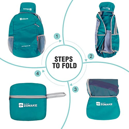 ZOMAKE Lightweight Packable Backpack 20L, Foldable Small Daypack for Hiking - color: Lake Green
