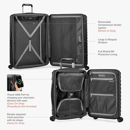 Traveler's Choice Archer Polycarbonate Hardside Spinner Luggage Set, Tie Down Straps, Black, Carry-On 21-Inch - color: Black, size: 1-Piece (Carry-On 21-Inch)